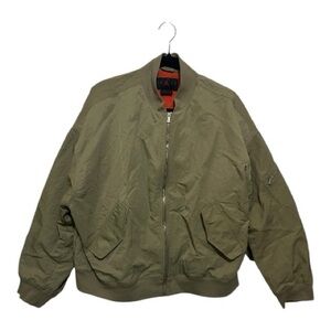 Jordan Olive Green Bomber Jacket | Zip Front | Utility Pocket